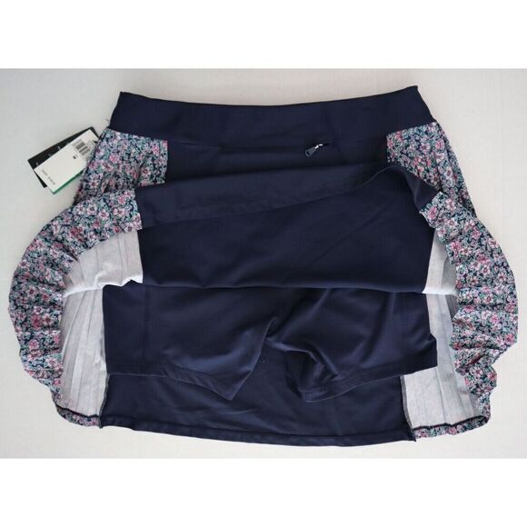 RLX Ralph Lauren Women's Sz M Navy Floral Side Pleated Performance Skort - Picture 8 of 11